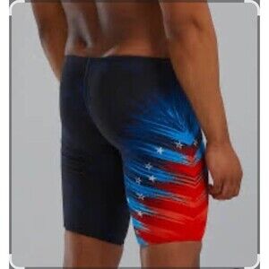 TYR Durafast Elite Men's Red/white/blue Valiance Swim Jammer SZ 38 New